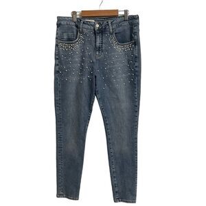 Anthropologie Pilcro and the Letterpress Script Pearl Embellished Jeans Size 31